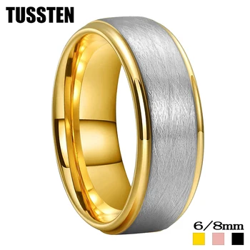 Прямая поставка TUSSTEN 8 мм кольцо из карбида вольфрама для Мужчин и Женщин с шаговыми краями, мужские и женские украшения для повседневной жизни