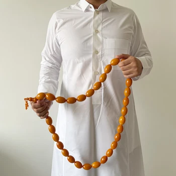 Тасбих, очень большой размер, Оранжевая смола, мусульманский браслет из 33 бусин, исламское высококачественное коллекционное искусство, арабские четки Мисбаха