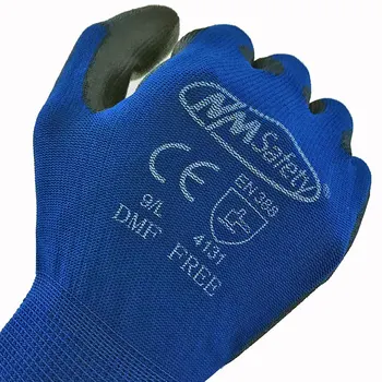 24 шт./12 пар, трикотажные нейлоновые Хлопчатобумажные защитные перчатки с покрытием из искусственной кожи, сертифицированные CE Механические защитные рабочие перчатки Изображение 3