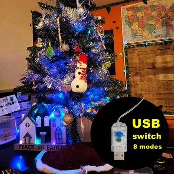 Светодиодные сказочные огни с питанием от USB, серебряная линия, светодиодные гирлянды, праздничная наружная лампа, гирлянда Luces для Рождественской вечеринки, свадебный декор Изображение 3