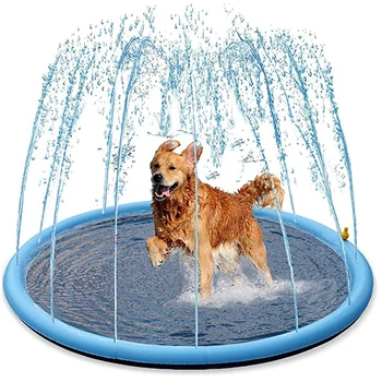 150/170 см, летний бассейн для домашних животных, надувной разбрызгиватель воды, игровой охлаждающий коврик, Открытый интерактивный фонтан, игрушка для собак Изображение 0