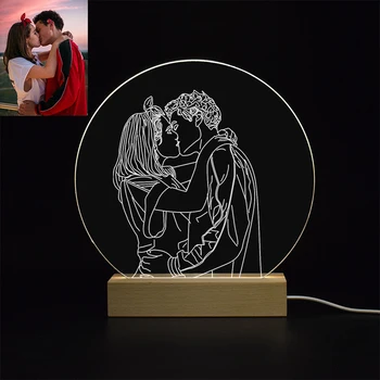 Пользовательские фотографии пары, 3D Иллюзия, светодиодные ночники Lampara в стиле постмодерн, Многоцветные Декоративные светильники, меняющие цвет, для Рождественского подарка Изображение 0