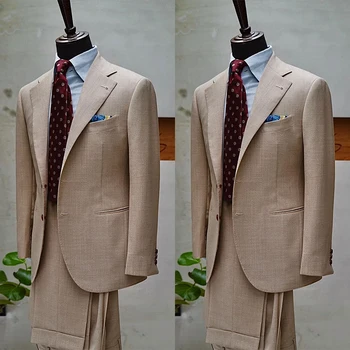 Новейший классический мужской костюм, однобортный, сшитый на заказ, пиджак-двойка, Брюки, Дизайнерский костюм для торжественного случая жениха Изображение 0