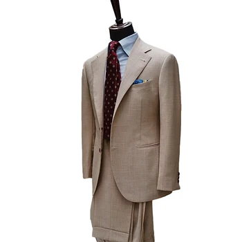 Новейший классический мужской костюм, однобортный, сшитый на заказ, пиджак-двойка, Брюки, Дизайнерский костюм для торжественного случая жениха Изображение 2