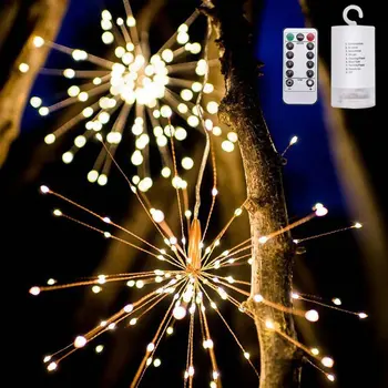 Светодиодный Пульт Дистанционного Управления С Питанием От 200 светодиодов Струнная Лампа Открытый DIY Фейерверк Starburst Fairy String Light Праздничный Свет Фейерверк Light