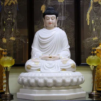 48 см большой ДОМАШНИЙ храм буддизма Юго-Восточной Азии ВЫСОКОГО класса, святой покровитель Будды Шакьямуни Амитабха, нефритовая статуя, благословляющая безопасность и здоровье