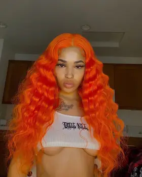 Оранжевый парик с глубокой Волной, Волнистые парики из человеческих волос 13x4 на кружеве, с детскими волосами 180 плотности