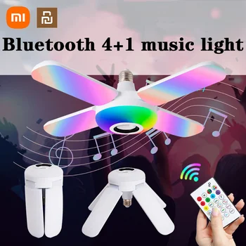 Xiaomi Светодиодная Лампа Bluetooth E27 Умная Лампочка RGB Складной Динамик Лампа с Дистанционным Управлением 50 Вт Белая Музыкальная Лампа Декор Дома