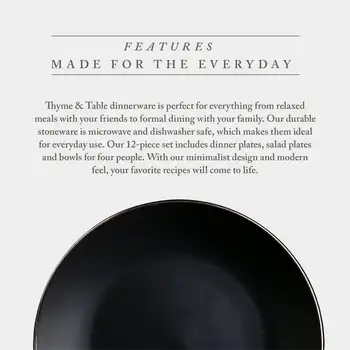 Стильный набор керамики из 12 предметов с современной отделкой из черного оникса - идеально подходит для домашнего декора и приема Ваших гостей. Изображение 3