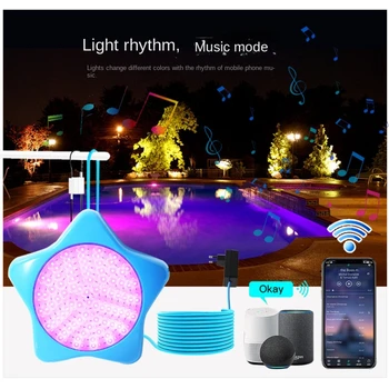 Светодиодная подвесная цветная подсветка бассейна клейкая пленка магнитный всасывающий мобильный телефон Bluetooth интеллектуальный подводный светильник