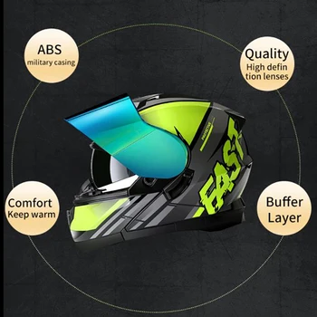 Индивидуальный мотоциклетный модульный откидной шлем для мужчин и женщин, защитный шлем для скоростного спуска по мотокроссу, полнолицевый Casco Moto DOT, одобренный ЕЭК Изображение 2