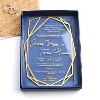 30шт Прозрачных Пригласительных Акриловых персонализированных Открыток из оргстекла с золотой фольгой для печати свадебных открыток