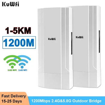 KuWFi 1200 Мбит/с WiFi Ретранслятор 2 пакета Открытый 2,4 и 5,8 Г Wi fi Маршрутизатор 5 км Точка-точка Беспроводной Мост Высокой Мощности WIFI Удлинитель