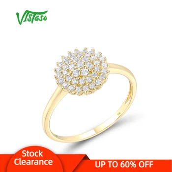 Золотые кольца VISTOSO Для женщин, натуральное желтое золото 9K 375, Сверкающий Белый CZ, Элегантное кольцо, Обручальное Кольцо Для Невесты, Изысканные ювелирные изделия