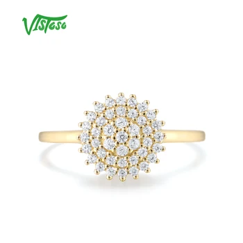 Золотые кольца VISTOSO Для женщин, натуральное желтое золото 9K 375, Сверкающий Белый CZ, Элегантное кольцо, Обручальное Кольцо Для Невесты, Изысканные ювелирные изделия Изображение 1