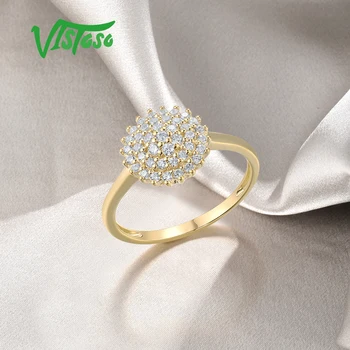 Золотые кольца VISTOSO Для женщин, натуральное желтое золото 9K 375, Сверкающий Белый CZ, Элегантное кольцо, Обручальное Кольцо Для Невесты, Изысканные ювелирные изделия Изображение 4
