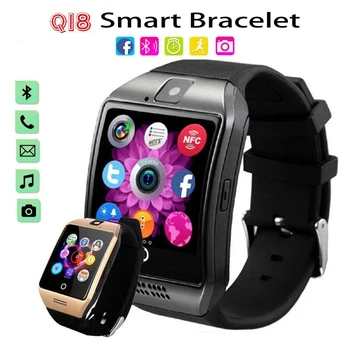 Смарт-часы Q18, совместимые с Bluetooth, с камерой Facebook, Whatsapp, Twitter, синхронизацией, Спортивные смарт-часы, поддержка SIM-карты PK DZ09 A1 T900