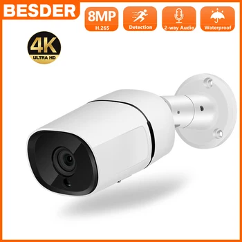 BESDER 4K 8MP UHD POE Камера 4MP H.265 IP-Камера Наружная Водонепроницаемая 2-Полосная Аудио Камера Обнаружения Движения Ночного Видения CCTV Камера Изображение 0