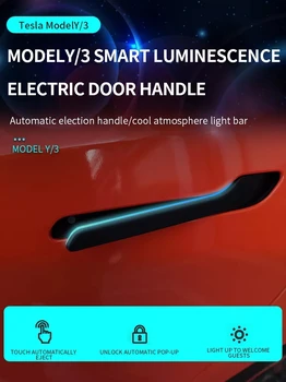 Для Tesla Model 3, модель Y 2021, Аксессуары, Умный датчик, дверная ручка электромобиля с подсветкой Приветствия, автоматически открывающиеся ручки Изображение 4