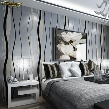 beibehang Черно-белые серые обои серые вертикальные полосы волна нетканый материал спальня гостиная ТВ фон papel de parede