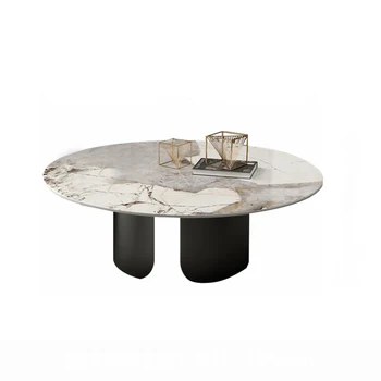 Журнальный столик с круглой стороной, Чайный столик для театра на открытом воздухе, Обеденный стол для гостиной, Мраморный Роскошный Салон Mesa De Centro, Скандинавская мебель Изображение 3