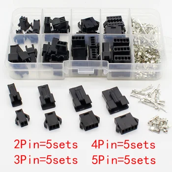 Комплекты SM2.54, 20 комплектов, Комплект в коробке, 2p, 3p, 4p, 5p, Переходник для женских и мужских коллекторных разъемов с шагом 2,54 мм