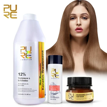 PURC Восстанавливает и выпрямляет поврежденные волосы Кератином 12% Formlain 1000 мл и Несмываемая Маска Для волос Удаляет Запах, Сохраняет блеск волос