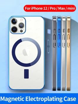 2022 Новая Прозрачная Рамка с магнитным гальваническим покрытием, жесткий Силиконовый Прозрачный чехол для телефона iPhone 13 12 11 Pro Mini Max Задняя крышка