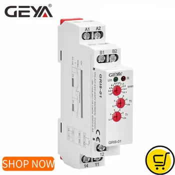 Реле тока GEYA GRI8 Диапазон контроля перегрузки по току Переключатель пониженного тока 0.05A-16A AC24-240V ИЛИ DC24V