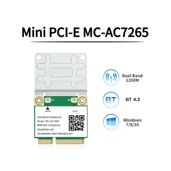 1200 Мбит/с Беспроводной MC-AC7265 Двухдиапазонный Mini PCI-E WiFi Карта Bluetooth 4.2 802.11Ac Двухдиапазонный 2,4 G 5 ГГц Адаптер для Ноутбука Изображение 2