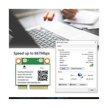 1200 Мбит/с Беспроводной MC-AC7265 Двухдиапазонный Mini PCI-E WiFi Карта Bluetooth 4.2 802.11Ac Двухдиапазонный 2,4 G 5 ГГц Адаптер для Ноутбука Изображение 3