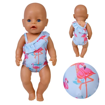Одежда для маленьких кукол, купальник с фламинго, летняя одежда для новорожденных кукол 43 см, Одежда для американских 18-дюймовых кукол-бикини для девочек