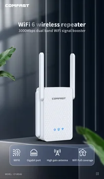Comfast 3000 Мбит/с Ретранслятор 2,4 и 5,8 ГГц Двухдиапазонная Маршрутизация Wifi6 Покрытие всего дома Cf-XR186 Усилитель сигнала