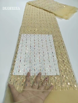 Последняя Роскошная Элегантная Африканская Вышивка Жениха Кружевная Нигерийская Ткань ручной работы из бисера с Блестками Для Свадебного платья