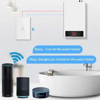 Tuya Smart WIFI Переключатель водонагревателя 20A Сенсорная панель Переключатель бойлера Smart Life Пульт дистанционного управления Работа с Alexa Google Home Изображение 3