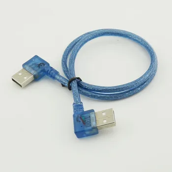 10 шт. Удлинительный кабель для передачи данных 50 см USB 2.0 A Прямоугольный Штекер к штекеру под прямым углом Синий