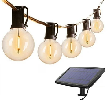 3X G40 Светодиодные фонари на солнечных батареях 18 футов Наружный Глобус для патио, Струнные Фонари, Украшение Двора Бистро, 1,5 Вт, 10 Ламп Изображение 0