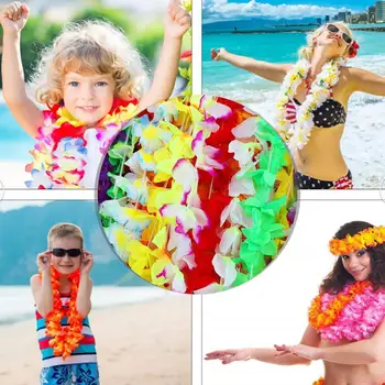 50шт Гавайская Гирлянда Многоцветная Многофункциональная Гавайское Праздничное Украшение Для Выпускных Пляжных Вечеринок