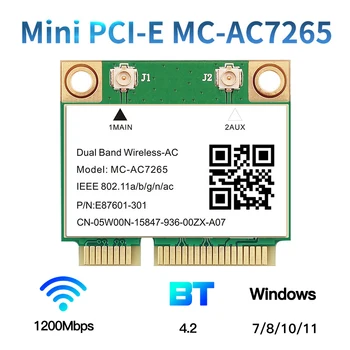 1200 Мбит/с Беспроводная карта MC-AC7265 Half Mini PCI-E Wifi Bluetooth 4.2 802.11ac Двухдиапазонный адаптер 2,4G 5 ГГц Для ноутбука Мощностью 7260HMW