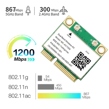 1200 Мбит/с Беспроводная карта MC-AC7265 Half Mini PCI-E Wifi Bluetooth 4.2 802.11ac Двухдиапазонный адаптер 2,4G 5 ГГц Для ноутбука Мощностью 7260HMW Изображение 1