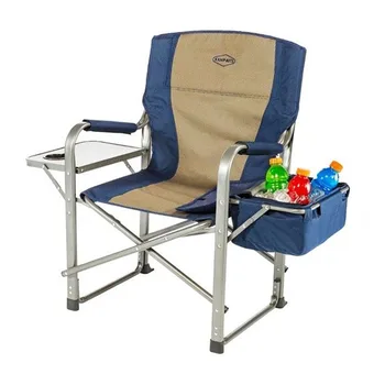 Переносное директорское кресло с кулером, подстаканником и столиком, темно-синее/коричневое