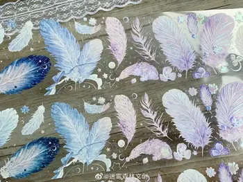 Клейкая лента из перьев Washi PET, Декоративная наклейка для изготовления карточек своими руками Изображение 1