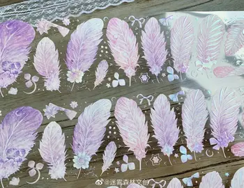 Клейкая лента из перьев Washi PET, Декоративная наклейка для изготовления карточек своими руками Изображение 3
