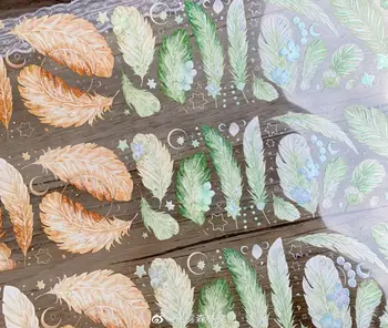 Клейкая лента из перьев Washi PET, Декоративная наклейка для изготовления карточек своими руками Изображение 4
