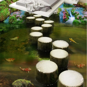 beibehang Пользовательские 3D обои для пола creek stone pier 3d виниловые полы водонепроницаемые самоклеящиеся обои