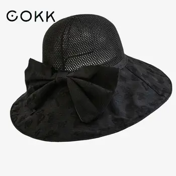 COKK Летние Шляпы Для Женщин, Солнцезащитная Шляпа, Зонт С Вышитой Бабочкой, Уф-Защита, Уличные Гибкие Женские Шляпы, Пляжные Складные Gorros