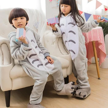 Детские комбинезоны кигуруми для косплея на Хэллоуин, фланелевый комбинезон с единорогом из аниме, костюм для девочек и мальчиков, Пижамы с животными, пижамы Изображение 1