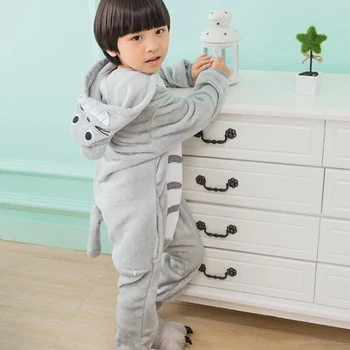 Детские комбинезоны кигуруми для косплея на Хэллоуин, фланелевый комбинезон с единорогом из аниме, костюм для девочек и мальчиков, Пижамы с животными, пижамы Изображение 3