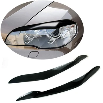 Автомобильная Передняя Фара из смолы, Накладка для бровей и век для BMW X5 E70 2007-2013, Черный глянец Изображение 4