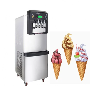 Коммерческая машина для приготовления мороженого из нержавеющей стали 3300 Вт, трехцветная вертикальная машина для приготовления мороженого Intelligent Sweet